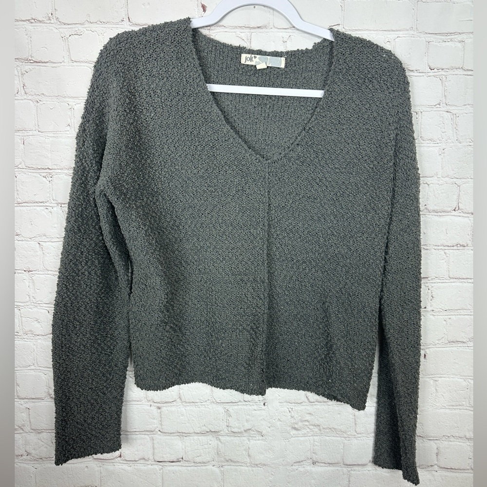 Jolt Shirt Womens Size S‎ gray Knit Long Sleeve V Neck Casual Sweater